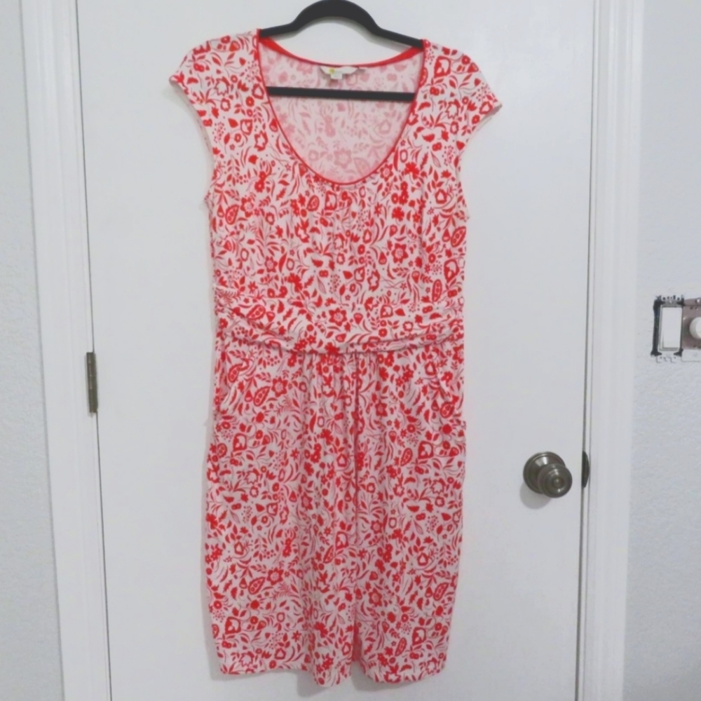 Boden Margot Floral Jersey Red Red Pop Folklore Sz 10